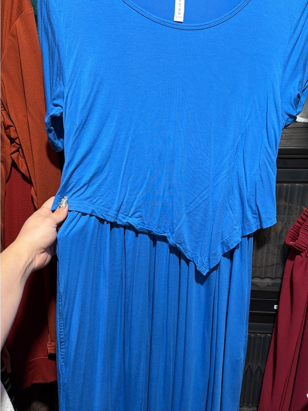 Latched Mama Royal Blue Asymmetrical Maxi Dress